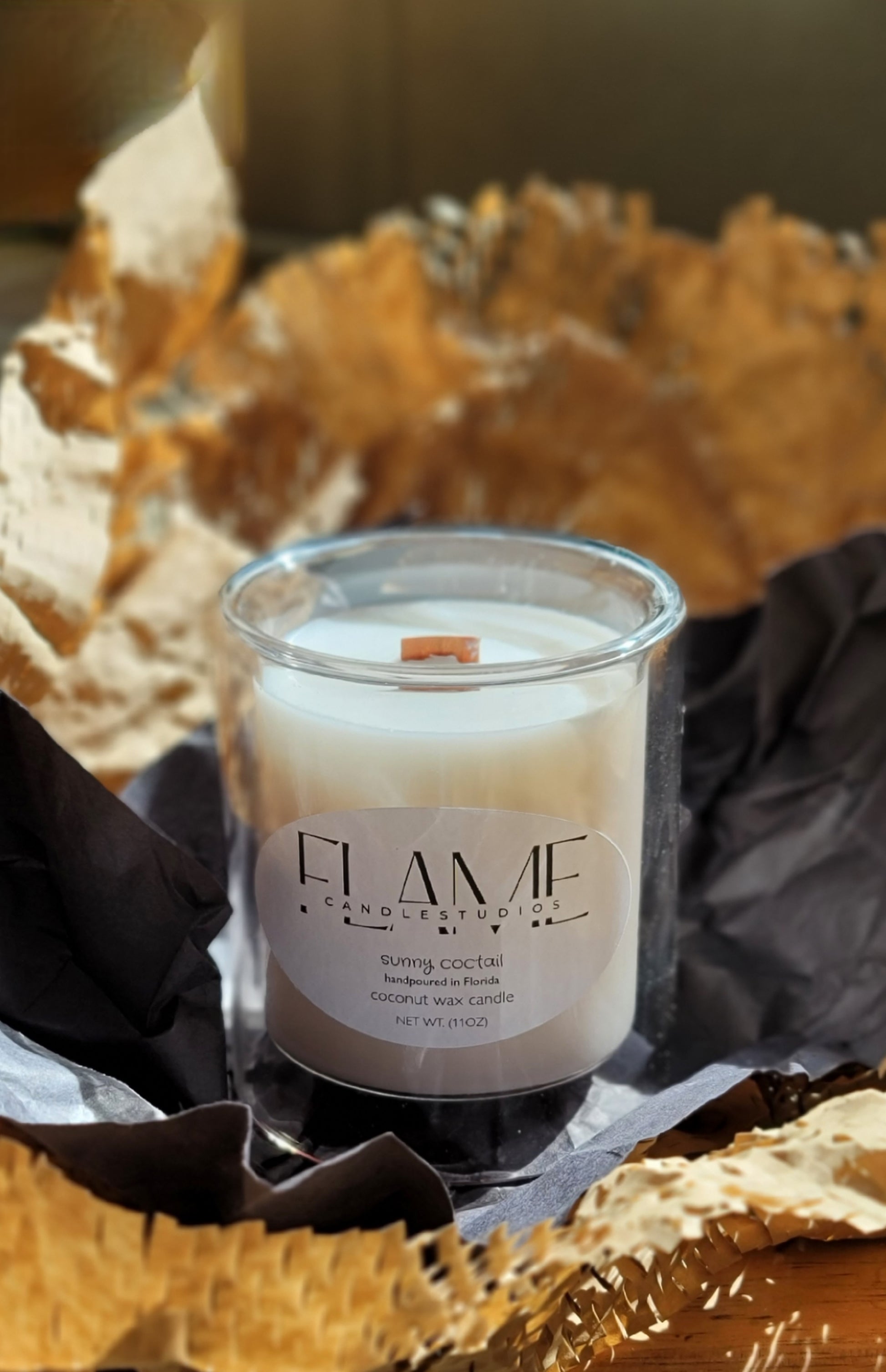 11oz Double-Glass Wood wick Coconut Wax Candle ORCHID SPRING